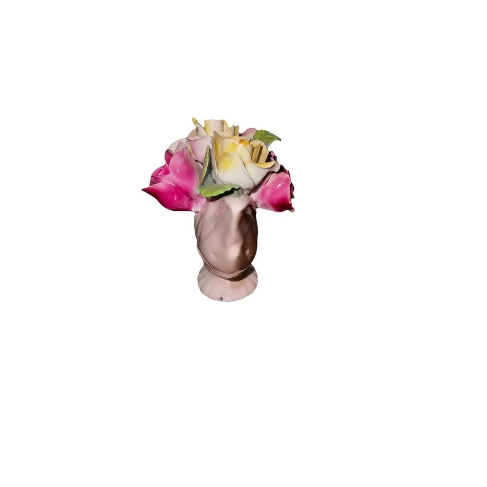 Vintage Thorley Staffordshire English Bone China Rose Floral Figurine‎ Vase EUC